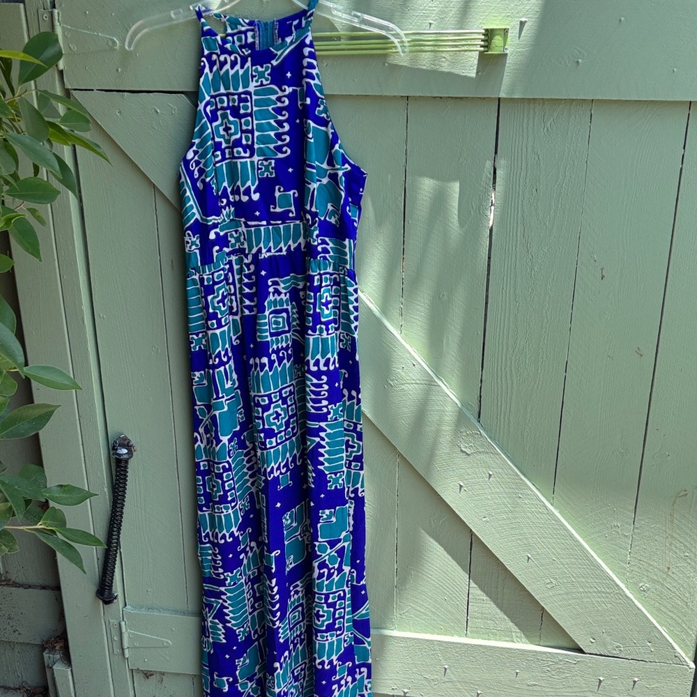 Vintage 60s Hawaiian audrey Geometric Halter Dress